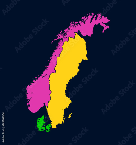 Silhouette of Scandinavia o...