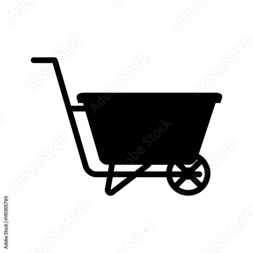 wheelbarrow icon over white background. gardening equipment concept. vector illustration