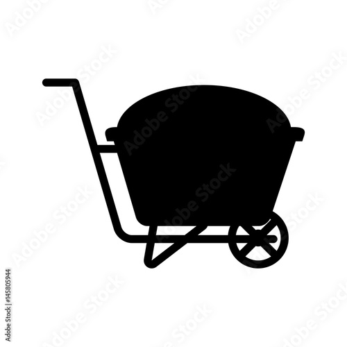 wheelbarrow icon over white background. gardening equipment concept. vector illustration