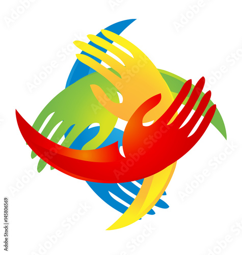 Vector - Team hands coming together logo