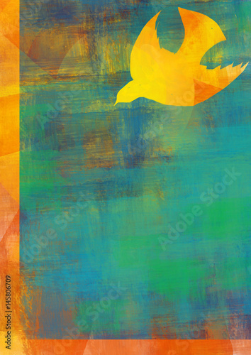 Holy Spirit, Pentecost or Confirmation symbol with a dove. Abstract modern religious digital illustration background