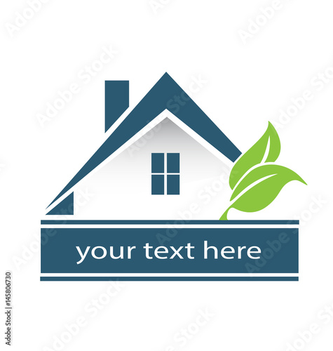 Vector - Logo Blue house and leafs