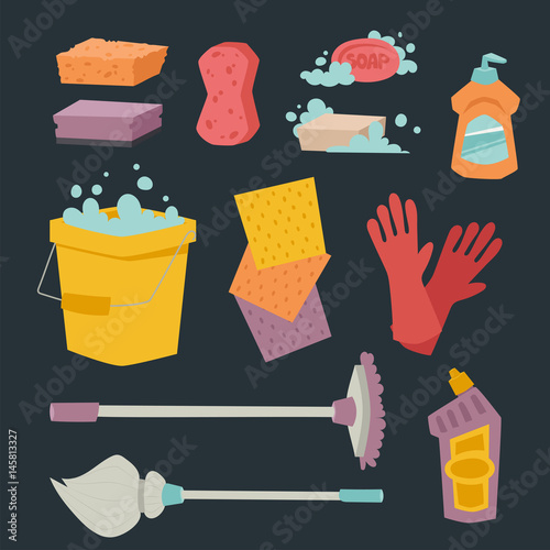 Cleanser bottle chemical housework product care wash equipment cleaning liquid flat vector illustration.