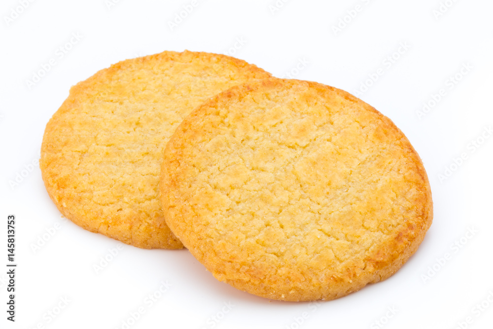 Stacked short pastry cookies isolated on white background. Stacked short pastry cookies isolated on white background.