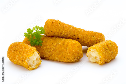 Fish fingers on the white background.