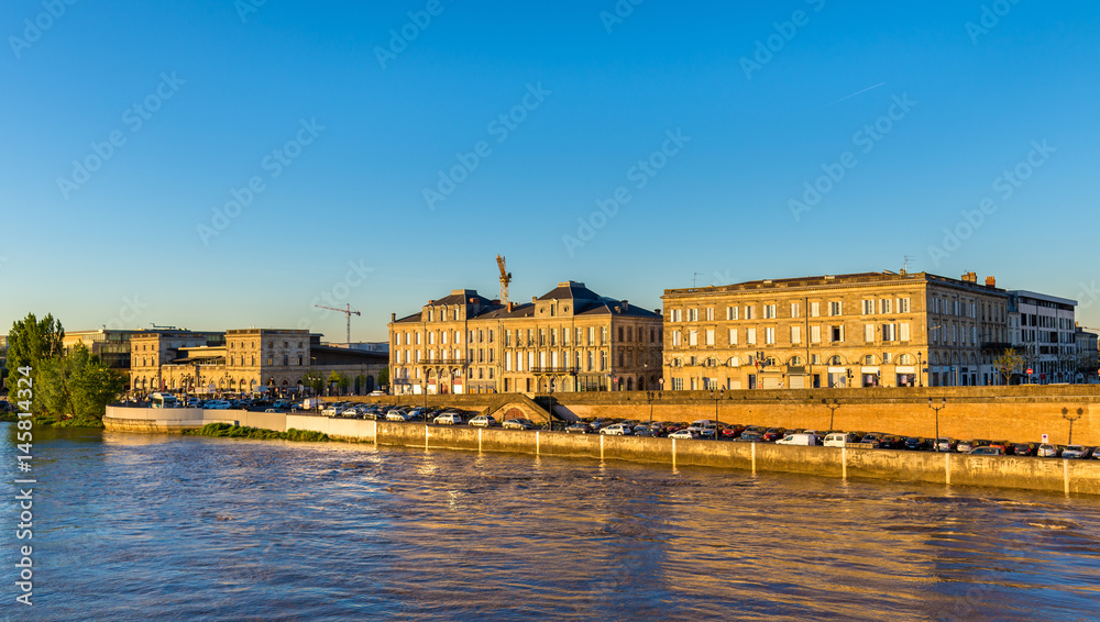 Buildings on the riverside of the Garonne in Bordeaux, France