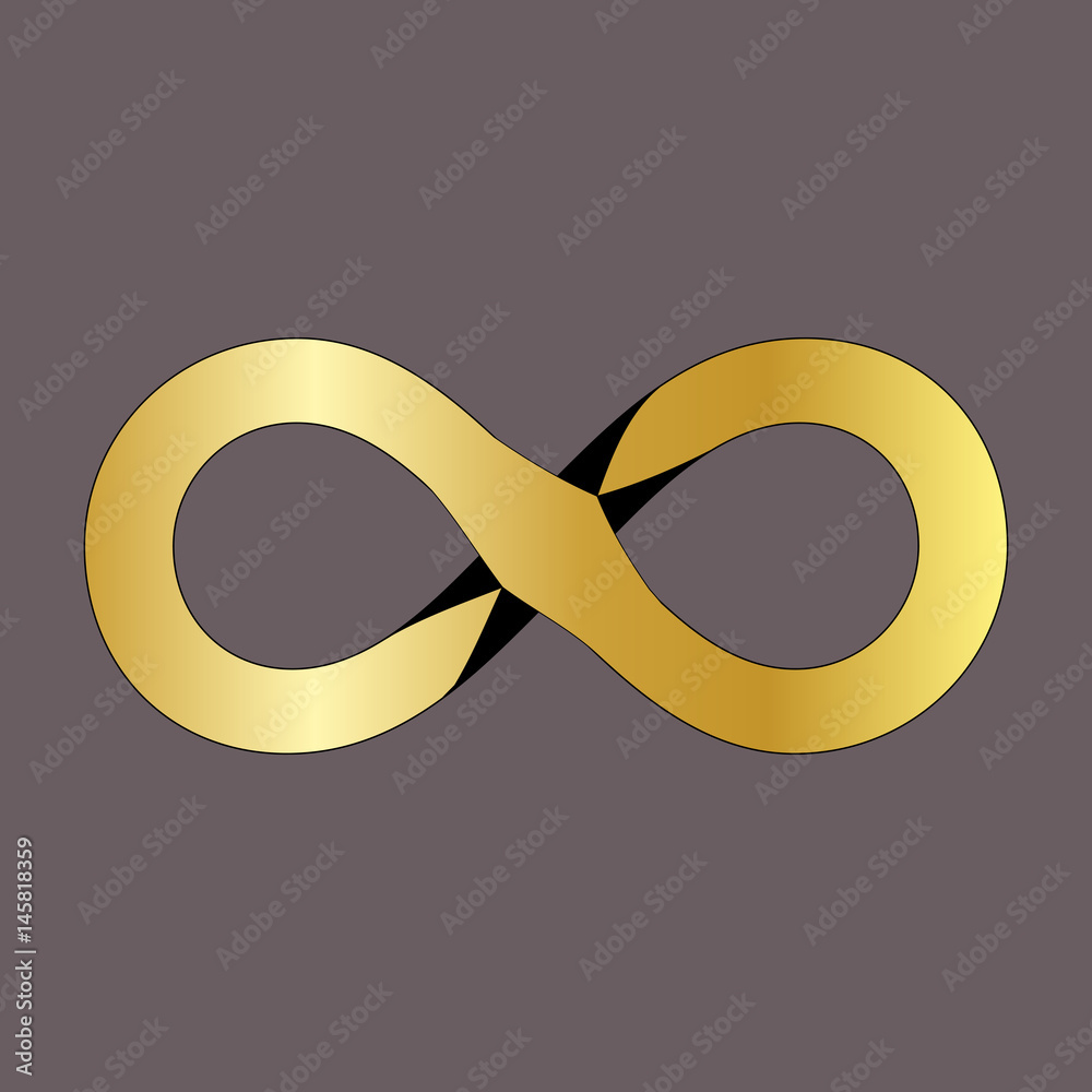 Infinity Gold Icon Symbol Design. Vector illustration isolated on gray background