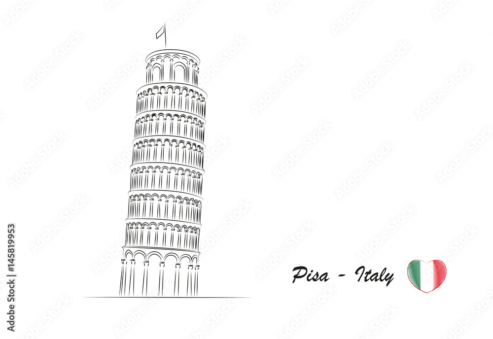 Pisa leaning tower minimal vector illustration isolated on a white background