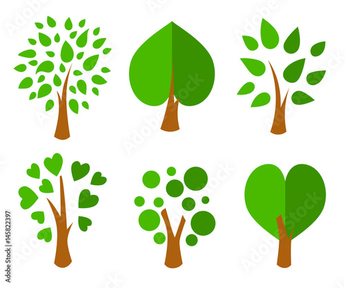 Trees. Collection of design elements. Icons set. vector illustration