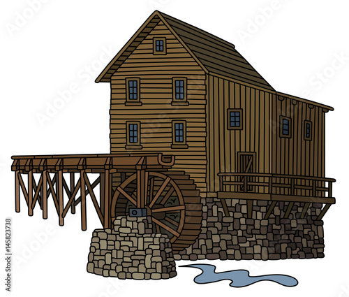 Old wooden water mill