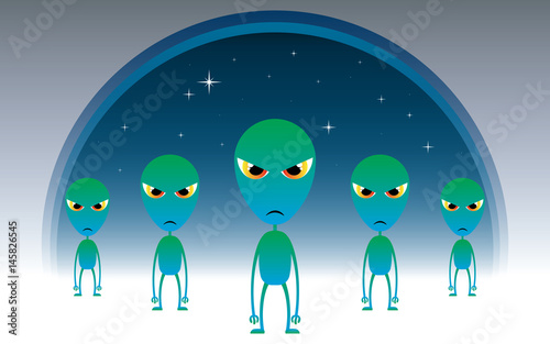 Canvas Print alien invasion vector illustration design