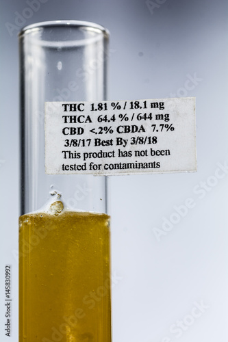 Glass Medical Tubes of THC, CBD and Other Cannabis Extracts