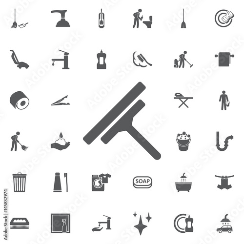 Glass scraper icon. Household industrial cleaner office.