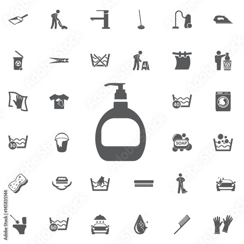 Household Cleaning Bottle vector icon. Liquid soap sign. Hand cl