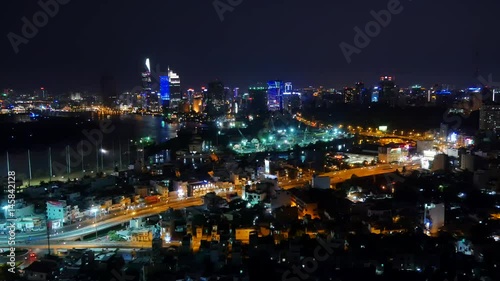 Wallpaper Mural HO CHI MINH, VIETNAM - MARCH 12 2016: Aerial view city in night from a building in center Ho Chi Minh city Torontodigital.ca
