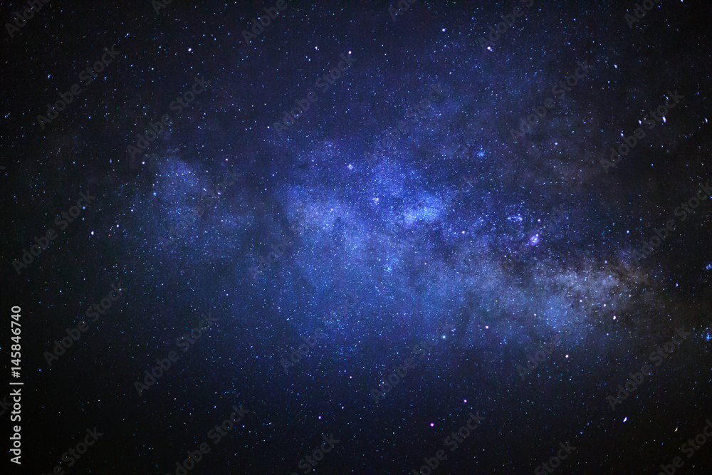 Close up  of the milky way galaxy,Long exposure photograph, with grain.