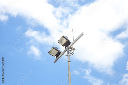 Street light with cloud on sky background in the Bangkok district, Thailand.