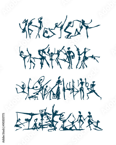 Active people set, sketch for your design