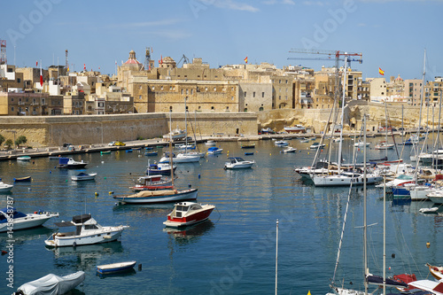 The view of Post of Castile from Kalkara over the Kalkara creek. Malta