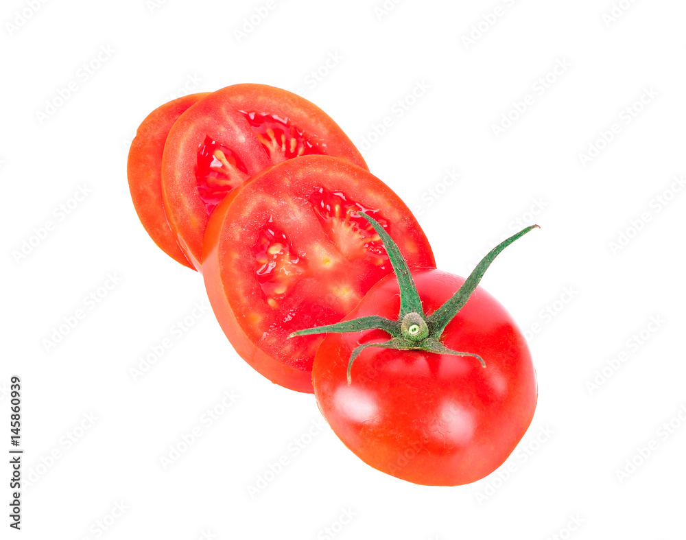 Tomato slice on a white background Tomato slice on a white background
