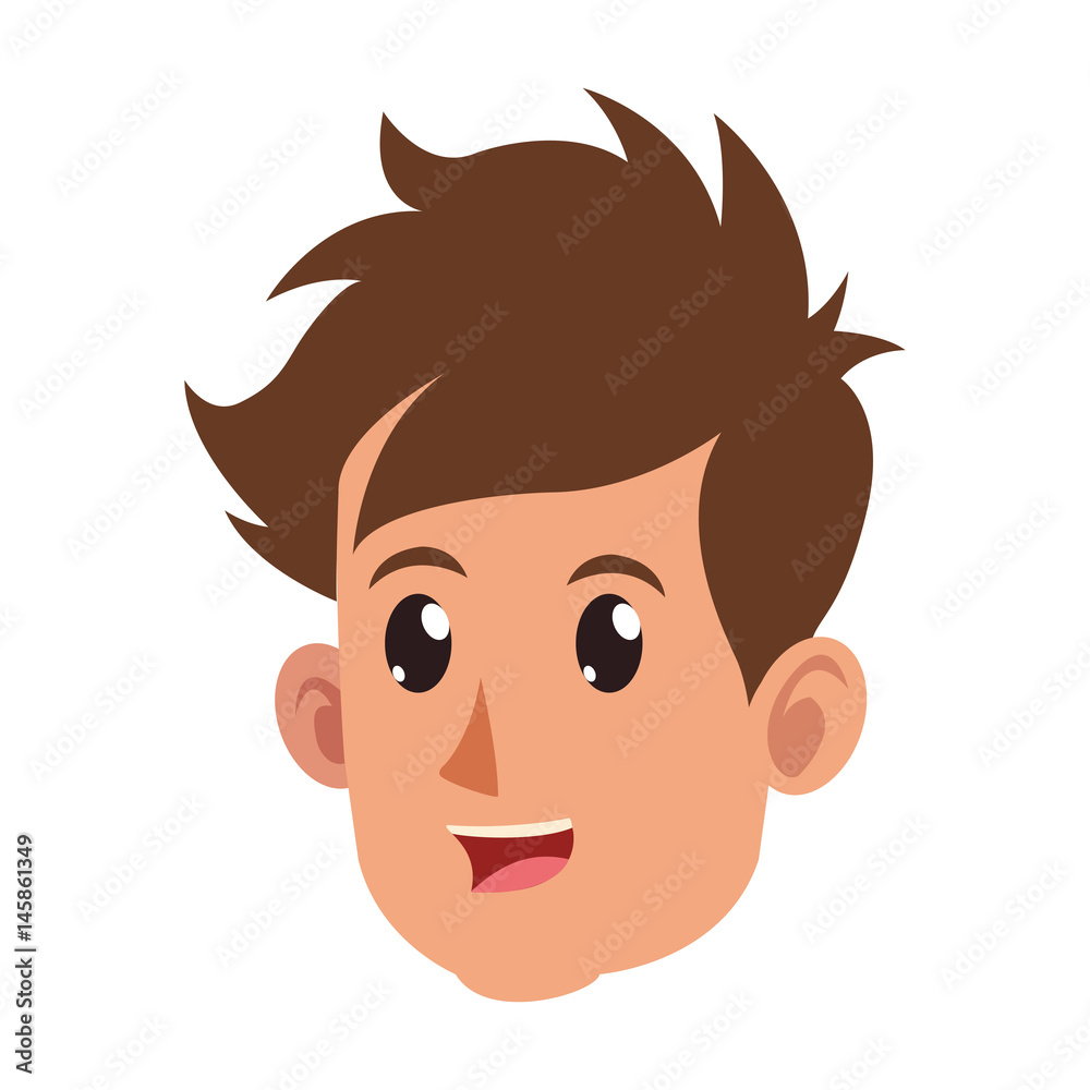 character face head boy happy vector illustration