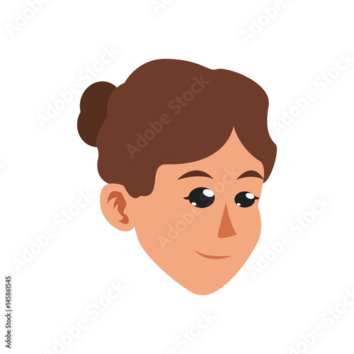 character face woman bun hair vector illustration