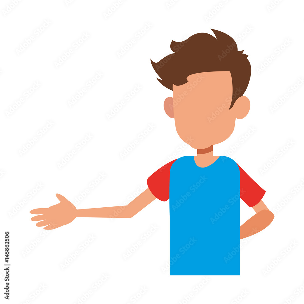 young boy teen male faceless image vector illustration