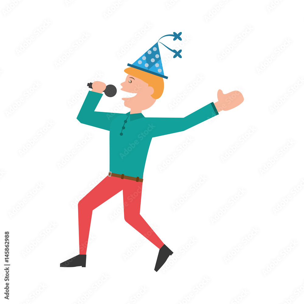 Man celebrating cartoon icon vector illustration graphic design Man celebrating cartoon icon vector illustration graphic design