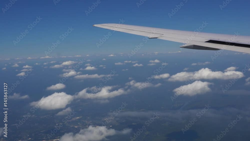 Traveling by air. View through an airplane Traveling by air. View through an airplane