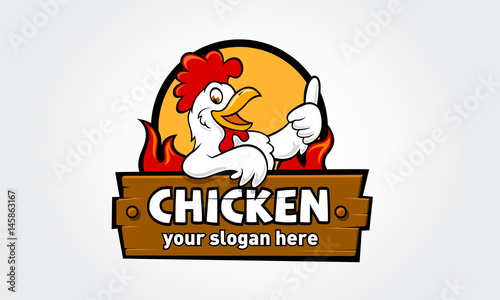 Vászonkép Chicken Logo Cartoon Character