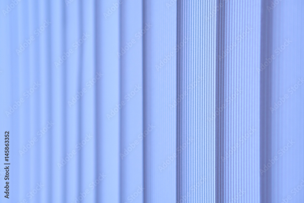 Blue vertical blinds.