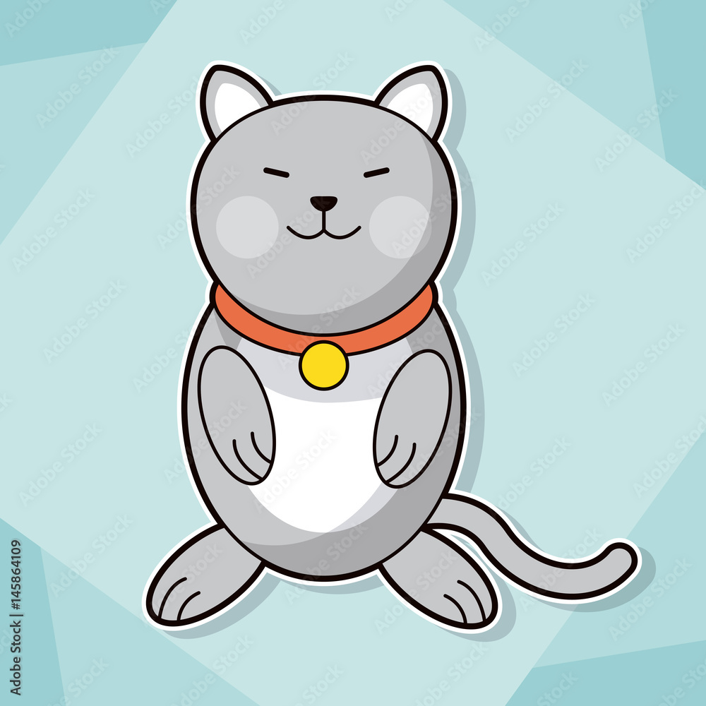 cute kitten collar feline pet image vector illustration
