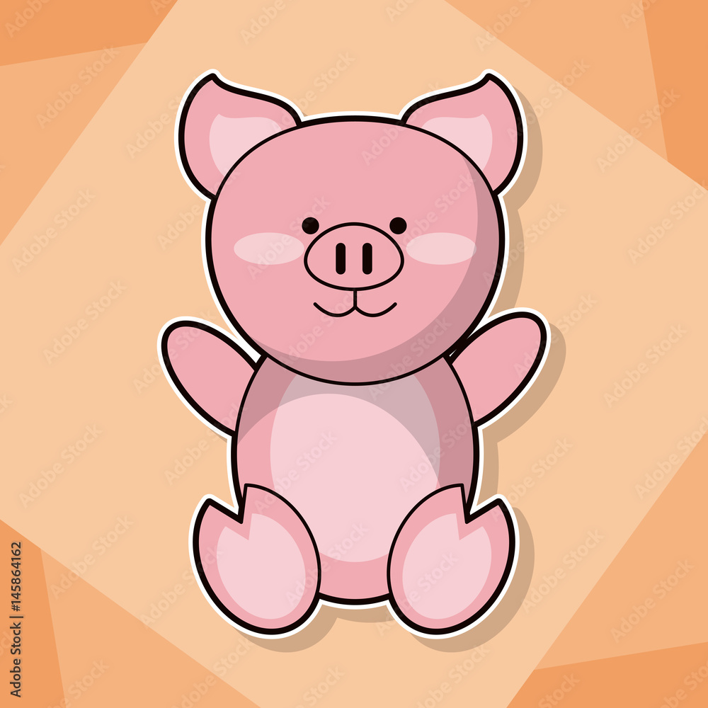 Fototapeta premium cute piggy baby animal cartoon image vector illustration