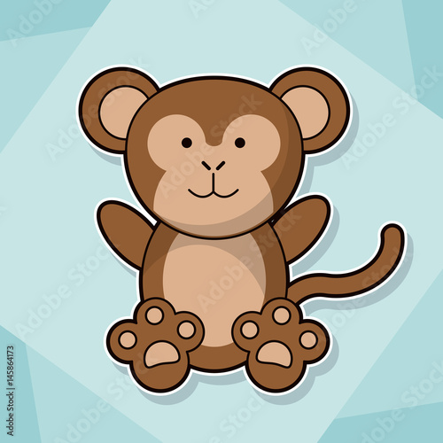 cute monkey baby animal cartoon image vector illustration