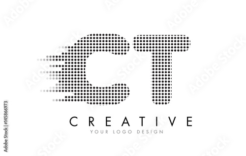 CT C T Letter Logo with Black Dots and Trails.
