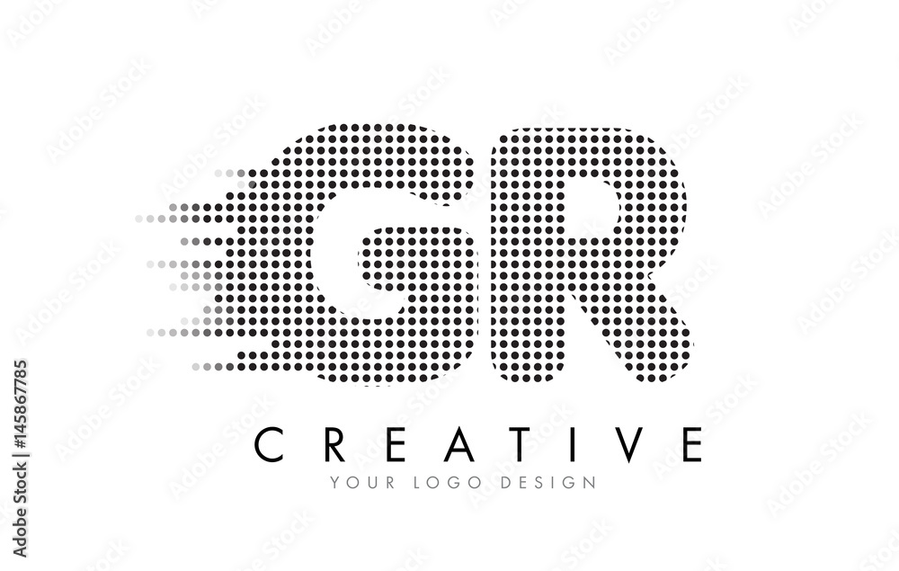 GR G R Letter Logo with Black Dots and Trails. Stock Vector | Adobe Stock