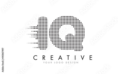 IQ I Q Letter Logo with Black Dots and Trails.