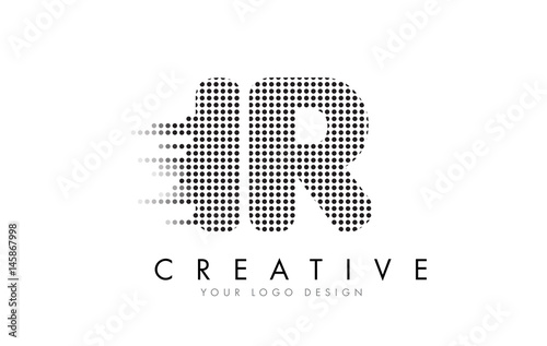 IR I R Letter Logo with Black Dots and Trails.