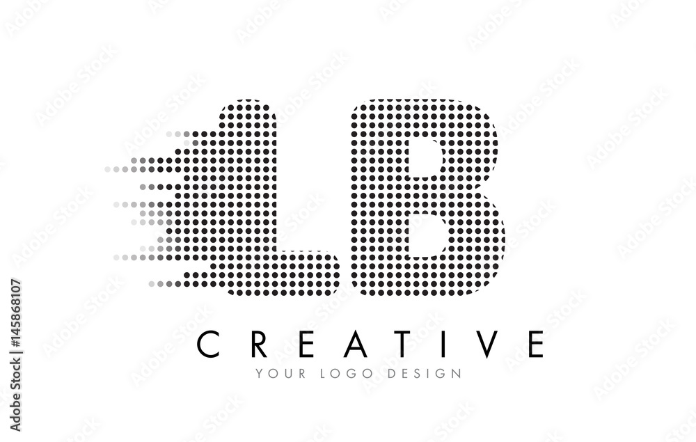 LB L B Letter Logo with Black Dots and Trails.