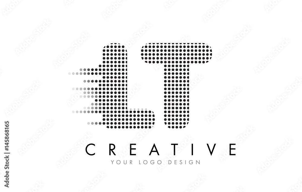 LT L T Letter Logo with Black Dots and Trails. LT L T Letter Logo with Black Dots and Trails.