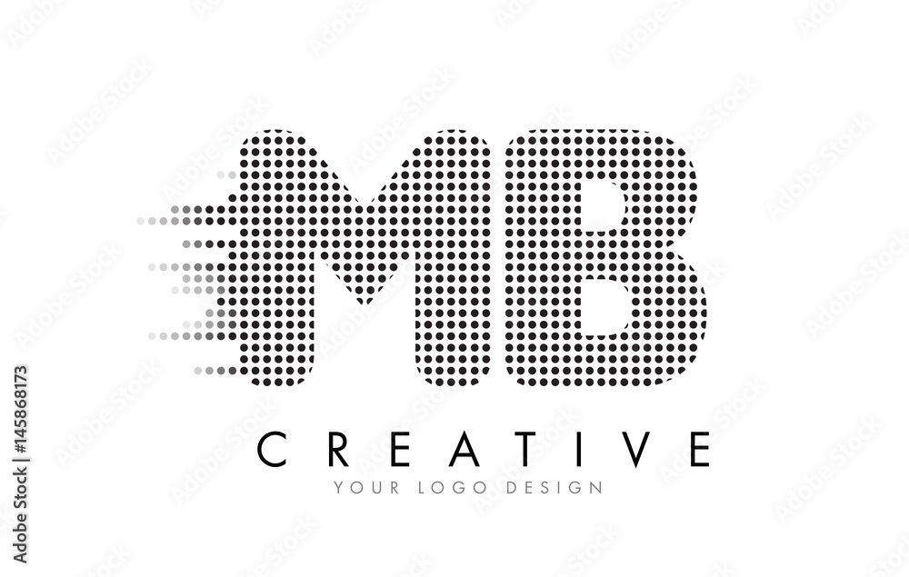 MB M B Letter Logo with Black Dots and Trails.