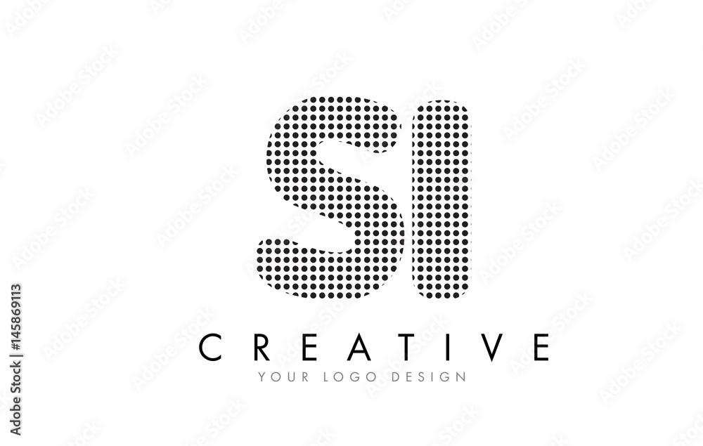 SI S I Letter Logo with Black Dots and Trails. SI S I Letter Logo with Black Dots and Trails.