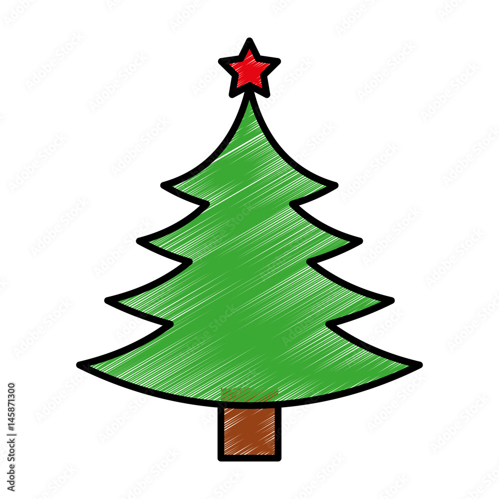 Obraz premium merry christmas pine tree vector illustration design
