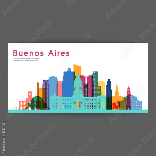 Buenos Aires colorful  skyline