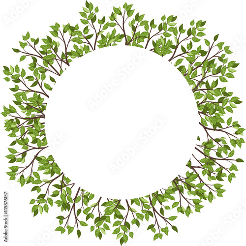 frame made of leaves with white background