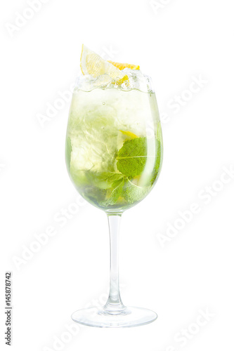Cocktail mojito in a high glass
