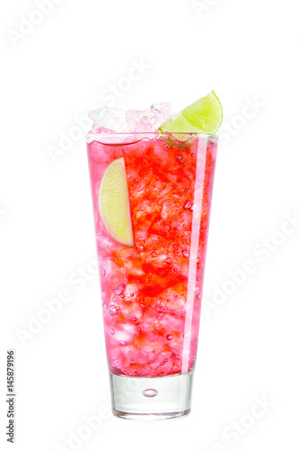 Red cocktail with lime