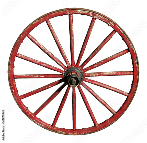 Red Antique Wagon Wheel