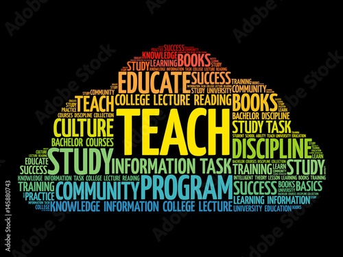 TEACH word cloud collage, education concept background