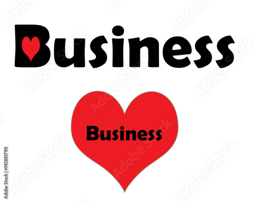 The word business with a heart in the "B" and a larger heart underneath with the word business inside